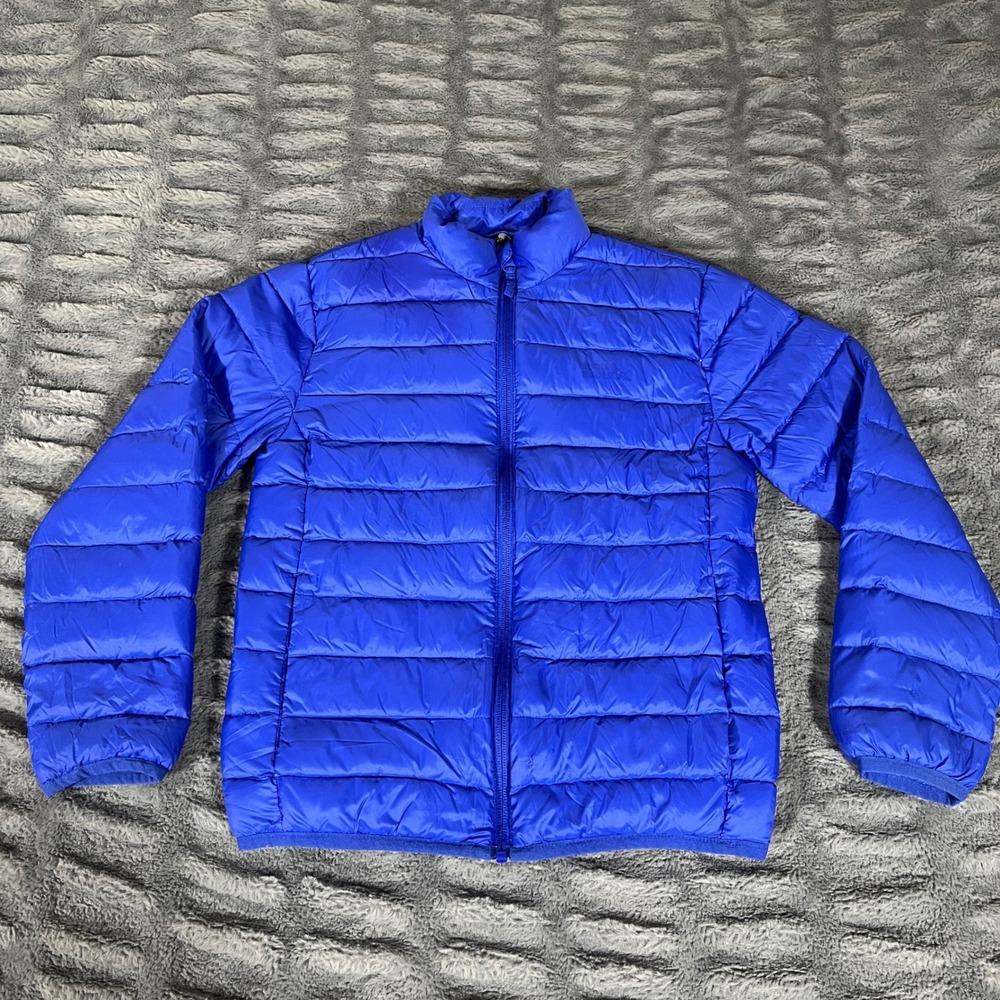 Eddie Bauer Kids Blue Down Puffer Jacket Quilted Full Zip Coat Size M 7/8 AP969